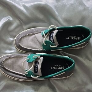 Sperry Green and Gray Sneakers with Nautical Design